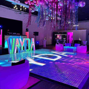 Pista de baile LED con control remoto para bodas, fiestas, discotecas, escenarios, con espejo infinito 3D y sincronización musical - Product Image 1