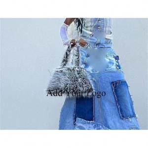 2024 Winter Newest Women's Leather Long Hair Slippers and Bag Set Women's Luxury Flat Shoes and Wallet Set - Product Image 2