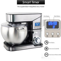 Robot culinaire 3-en-1 électrique 6 vitesses en acier inoxydable 10L avec tête inclinable et bouton d'éjection pour la cuisine
