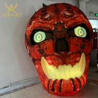Squelette gonflable d'Halloween style effrayant avec citrouille et lumière LED intégrée, facile à installer, portable, pour publicité