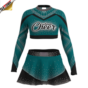 प्रतियोगिता की घटनाओं के लिए स्पार्कल गैंडों के साथ युवा लड़कियों के लिए बैंगनी कस्टम चीयर। - Product Image 4