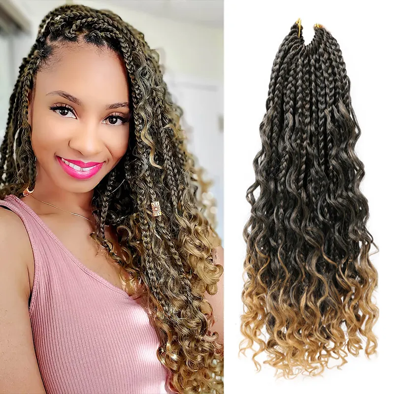 Goddess Box Braids ผมถักโบฮีเมียน,ผมถักโครเชต์โบฮีเมียน3X ผมถักโครเชต์สังเคราะห์