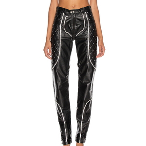 <span class=keywords><strong>Pantaloni</strong></span> di moda in <span class=keywords><strong>pelle</strong></span> personalizzata nuovo Design da <span class=keywords><strong>donna</strong></span> con dettagli di diamanti finti <span class=keywords><strong>pantaloni</strong></span> di <span class=keywords><strong>pelle</strong></span> - Product Image 1