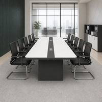 Table de conférence rectangulaire moderne pour bureau, table de réunion blanche à rayures noires pour salle de réunion, négociation
