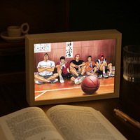 Nouveauté cadeau Led éclairer peinture cadre lampe de Table 3d bois dessin animé Anime photo Photo cadre boîte nouveauté veilleuse décor à la maison