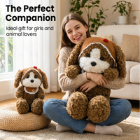 Peluche sensorielle apaisante en forme de chien avec collier en dentelle, compagnon doux à câliner pour soulager l'anxiété
