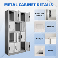 Casier de rangement en acier Zoxin gris sur mesure avec serrure électronique pour hôtel, salle de sport et usage en zone de séparation