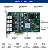 Carte de capture industrielle GigE Vision PCIe-PoE4+ Rev.A4 pour Neousys, 4 contrôleurs Gigabit indépendants Intel 82574L par port.