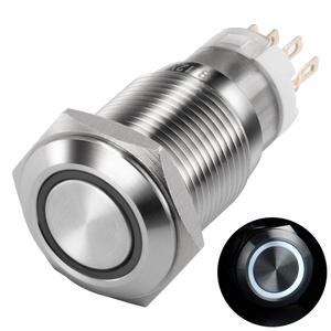 Đẩy nút đèn chuyển đổi nút latching kim loại phẳng vòng đầu 1no1nc điện <span class=keywords><strong>LED</strong></span> thắp sáng e-xe đạp không thấm nước giá thấp 16 Mét 3A IP65 - Product Image 3