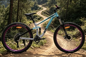 Bicicleta de Montaña de Suspensión Completa de 26 Pulgadas, 1x8 Velocidades, Frenos de Disco Hidráulicos, Degradado de Color, Cuadro de Acero de Alto <span class=keywords><strong>Carbono</strong></span> para Todoterreno - Product Image 3