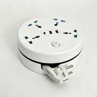 Stop Kontak Listrik Bulat Anjehold Factory Wholesale dengan Kabel Retraktil, 4 Stop Kontak, 2 USB, 1 Type-C untuk Pengisian Daya, Cocok untuk Kantor