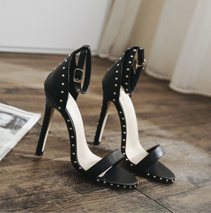<b>Women</b> Studded Stiletto High Heel <b>Sandals</b> Open Toe Single Strap Ankle <b>Buckle</b> Punk Party Dress Evening Shoes - Product Image 5