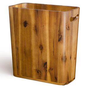 Wooden Waste Basket for Bedroom Small Wooden <strong>Trash</strong> <strong>Can</strong> for Bathroom Rustic Bathroom Decor Waste Paper Basket with Handle - Product Image 4