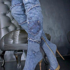 Scarpe da <span class=keywords><strong>donna</strong></span> con punta aperta da <span class=keywords><strong>donna</strong></span> scarpe con tacco alto sopra il ginocchio - Product Image 1