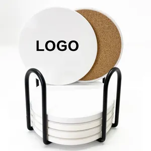 XS लि। घर और रसोई 2020 कोई MOQ रिक्त उदात्तीकरण पत्थर कप पैड काग के साथ रिक्त सिरेमिक Coasters