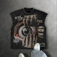 T-shirt pour homme, qualité originale, personnalisé, streetwear, surdimensionné, épaules tombantes, sans manches, vintage, imprimé