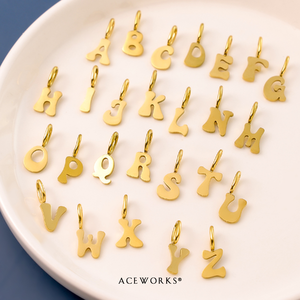 Amuleto con Letras Modernas |   Colgante de Acero Inoxidable con Baño de Oro PVD de 18K, Letras Mayúsculas del Alfabeto de la A a la Z, para Fabricación de Joyería - Product Image 2