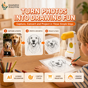Doodle Beam T100 Projecteur de <span class=keywords><strong>Dessin</strong></span> Intelligent pour Enfants, Animaux IA, Nature, Photo-à-Sketch, 200 Cartes, 6 Modes, Musique, Histoires, 4000mAh Type-C - Product Image 3