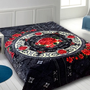 ผ้าห่มขนมิงค์เกาหลีพิมพ์ลายดอกไม้ผ้าโพลีเอสเตอร์2ply หรูหราสำหรับบ้านในโรงแรมสไตล์ใหม่ - Product Image 3