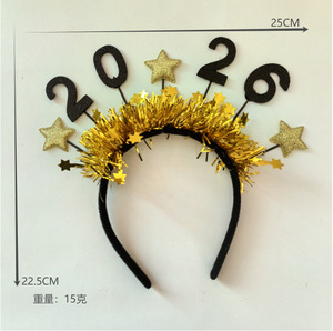 Decorazioni <span class=keywords><strong>per</strong></span> la Festa di <span class=keywords><strong>Capodanno</strong></span> 2026, Fascia <span class=keywords><strong>per</strong></span> Capelli a Strisce Oro e Argento con Fibbia Nera e Oro, Cappello <span class=keywords><strong>per</strong></span> Bicchiere di Vino Natalizio Molto Venduto - Product Image 5