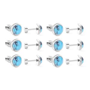 Boucles d'oreilles pour femmes en or/argent incrustées de turquoise bleue, style européen et américain, boucles d'oreilles pas chères - Product Image 5