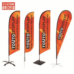 Bandera Publicitaria Exterior Resistente al Viento en Forma de Lágrima con Kit de Base y Mástil, Impresión de Logotipo a Doble Cara, Bandera de Pluma Personalizada para Playa - Product Image 1