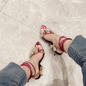 รองเท้าส้นสูงแบบผูกเชือกสำหรับผู้หญิง แฟชั่นสายรัดข้อเท้า ส้นสูง 8.5 ซม. รองเท้าเต้นรำเซ็กซี่ รุ่นปี 2025 ส้นเข็ม สำหรับงานปาร์ตี้ งานแต่งงาน ฤดูร้อน - Product Image 6