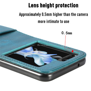 Các trang web đặt hàng kết cấu gấp da bóng sang trọng điện thoại di động bao gồm Wallet trường hợp điện thoại cho Samsung zflip5 người đàn ông với chủ thẻ - Product Image 6