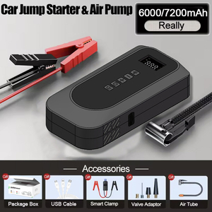 12V Emergency <b>Battery</b> Booster 150psi Portable Wireless Digital Display Tyre <b>Pump</b> Tire Inflator Car Jump Starter With Power Bank - Product Image 2