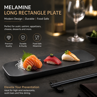 Plateau rectangulaire long en mélamine noir de 40,5 cm, design contemporain, incassable, qualité alimentaire, en résine, pour service en restaurant