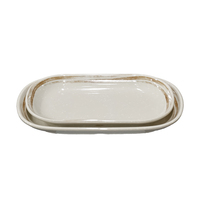 Ensemble de salle à manger en mélamine EG Rustic Charm : finition texturée d'inspiration vintage, vaisselle 4 pièces pour un usage quotidien |   Maison de style bohème moderne