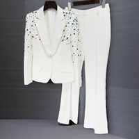 Ensembles de Costume de Bureau de Luxe pour Femme, Vêtements de Mode Féminins Élégants avec Strass