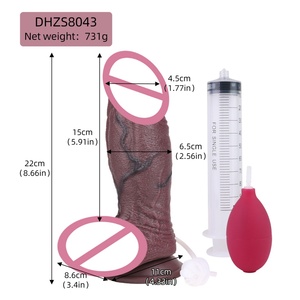 2.56'' Thick Foreskin Black Penis Real Ejaculating <b>Dildo</b> 2in 1 Penis Silicone Squirtuing Sex Toy with Suction Cup Adult Pleasure - Product Image 6