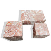 Table basse de luxe en marbre Calacatta rose naturel à socle bas, table d'appoint, table à thé pour la décoration du salon, mobilier de luxe