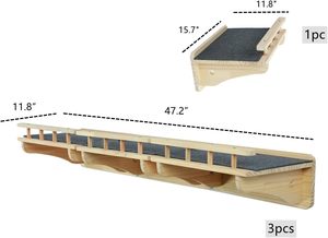 Mensole per Gatti in Legno Massello Naturale da Parete, Passerella Superhighway, Mobili da Parete per Balcone, Gradini, Scale, Trespolo - Product Image 3
