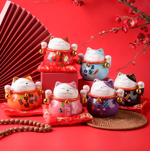 Figurine japonaise en <span class=keywords><strong>porcelaine</strong></span> en céramique, cadeau porte-bonheur, <span class=keywords><strong>Maneki</strong></span> <span class=keywords><strong>Neko</strong></span> pour maison hôtel low quantité minimale de commande mc, décoration de société, 4.5 pouces - Product Image 1