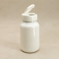 Bouteille PET à bouchon rabattable 120 175 250 ml, blanche, à épaule inclinée, conteneur en plastique pour comprimés et pilules, logo personnalisé, vente en gros