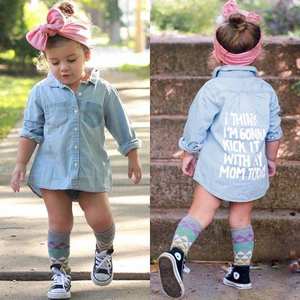 Camisas de otoño para niñas de 2 a 7 años, tops de mezclilla para niños, ropa con estampado de letras, chaqueta cálida de manga larga, abrigo para niños - Product Image 2