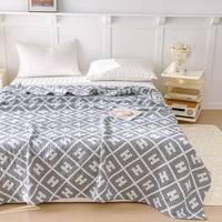 Couette d'été en gaze triple épaisseur de coton pur lavé, à rayures fines, teinture réactive, pour la maison, simple ou double, vente en gros