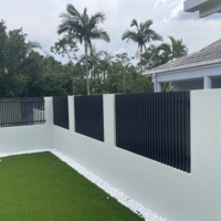 Ensembles de portails de clôture à persiennes en alliage d'aluminium 6x6 pieds, durables, pour jardin extérieur, panneaux de clôture modernes en métal à lattes pour villa et terrasse
