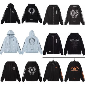 <span class=keywords><strong>Felpa</strong></span> <span class=keywords><strong>con</strong></span> cappuccio casual Chrome Hearts 2024 <span class=keywords><strong>con</strong></span> <span class=keywords><strong>cerniera</strong></span>, 100% cotone, stampa digitale a tinta unita, vestibilità ampia per la stagione invernale - Product Image 5