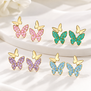 Pendientes pequeños y bonitos con forma de mariposa para mujer, diseño coreano simple, elegantes pendientes para uso diario, regalo - Product Image 1