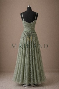 Vestido Largo de Organza de Lujo para Mujer con Bordado a Mano y Adornos Decorativos, Diseño de Cóctel - Product Image 2