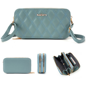 Baellerry Women's Crossbody Phone Bag Blue Quilted Zipper Shoulder Bag Multiple Pockets Portable Everyday Use - Product Image 1