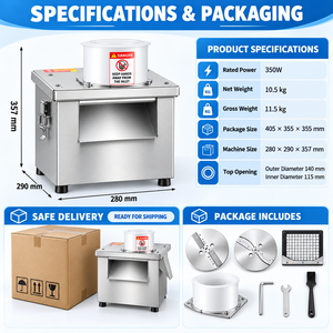 เครื่องหั่นผักอเนกประสงค์ 3 in 1 กำลังไฟ 350 วัตต์ แบบไฟฟ้า สแตนเลส สำหรับร้านอาหาร - Product Image 2