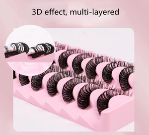 Pinky Leem venta al por mayor hecho a mano esponjoso superventas dramático 25mm 10 pares paquete 3D seda pestañas rusas D DD rizo tira pestañas - Product Image 3