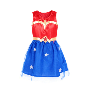 어린이 히어로인 원더우먼 의상 새틴 원단 공예 금장 트림 코스프레 축제에 완벽 - Product Image 5