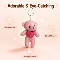 Porte-clés en peluche ours scintillant 6 couleurs, pendentif mignon en velours doux pour sac, breloque cœur pour sac, sac à main, clés de voiture, décoration