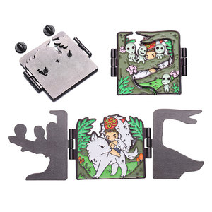 Pin de solapa plegable personalizado de metal esmaltado con diseño de princesa de dibujos animados, lindo y bonito - Product Image 1