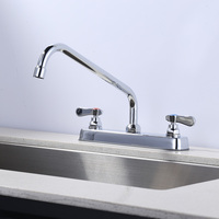 Robinet de cuisine à montage sur pont de 8 pouces pour évier de compartiment de restaurant, robinet d'évier utilitaire à double poignée en chrome polonais